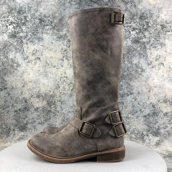 Nine West Women's Size 7M MOTOL1 Brown Faux Leather Back Zip Harness Boots *FLAW - Picture 5 of 16